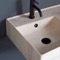 Beige Travertine Design Ceramic Wall Mounted Sink With Black Towel Bar